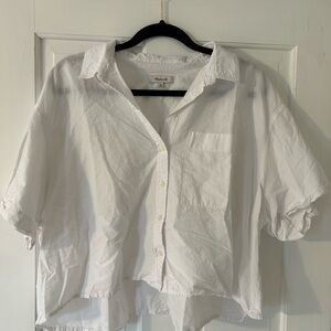 Madewell White Cropped Button-Up Shirt